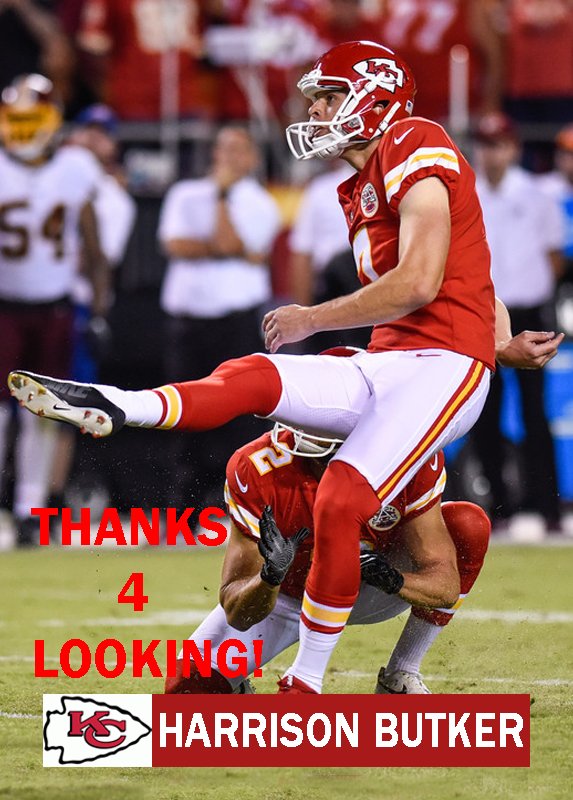 HARRISON BUTKER 2017 KANSAS CITY CHIEFS FOOTBALL CARD