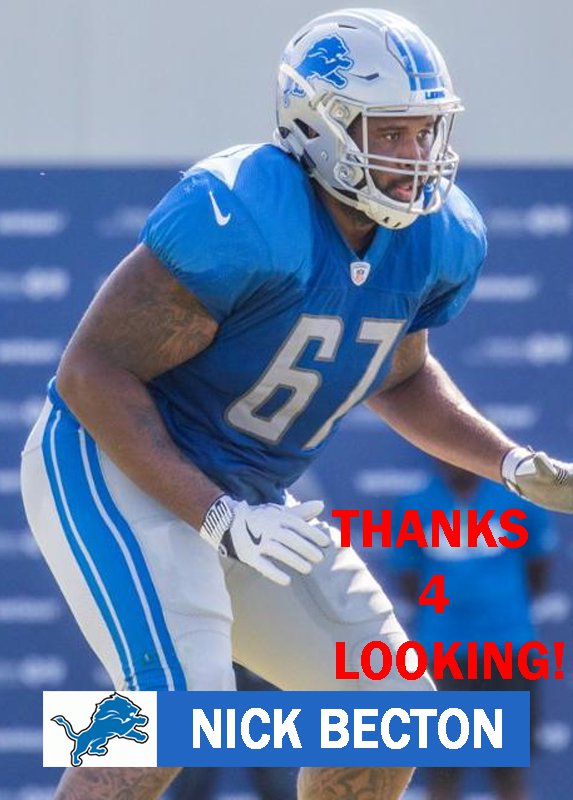 NICK BECTON 2017 DETROIT LIONS FOOTBALL CARD