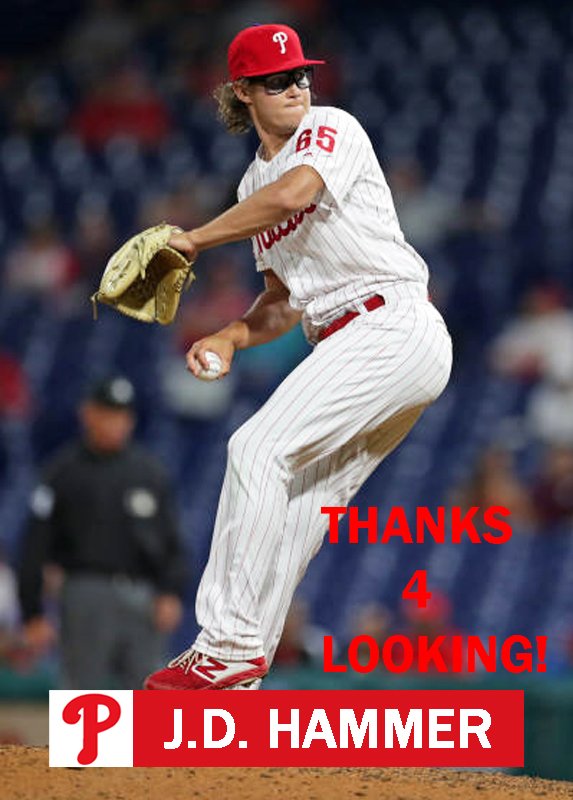 J.D. HAMMER 2019 PHILADELPHIA PHILLIES BASEBALL CARD