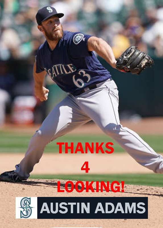 AUSTIN ADAMS 2019 SEATTLE MARINERS BASEBALL CARD