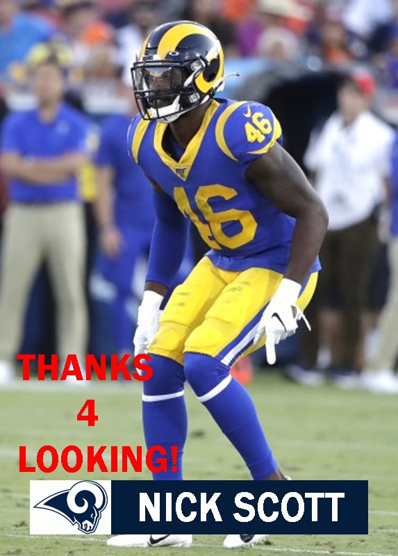 NICK SCOTT 2019 LOS ANGELES RAMS FOOTBALL CARD