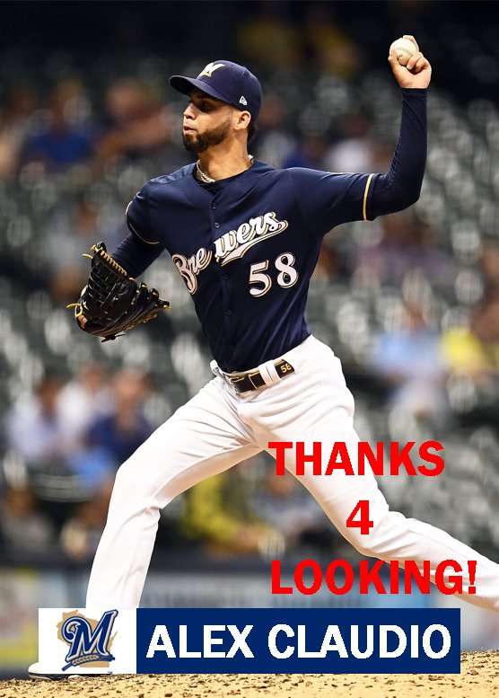 ALEX CLAUDIO 2019 MILWAUKEE BREWERS BASEBALL CARD