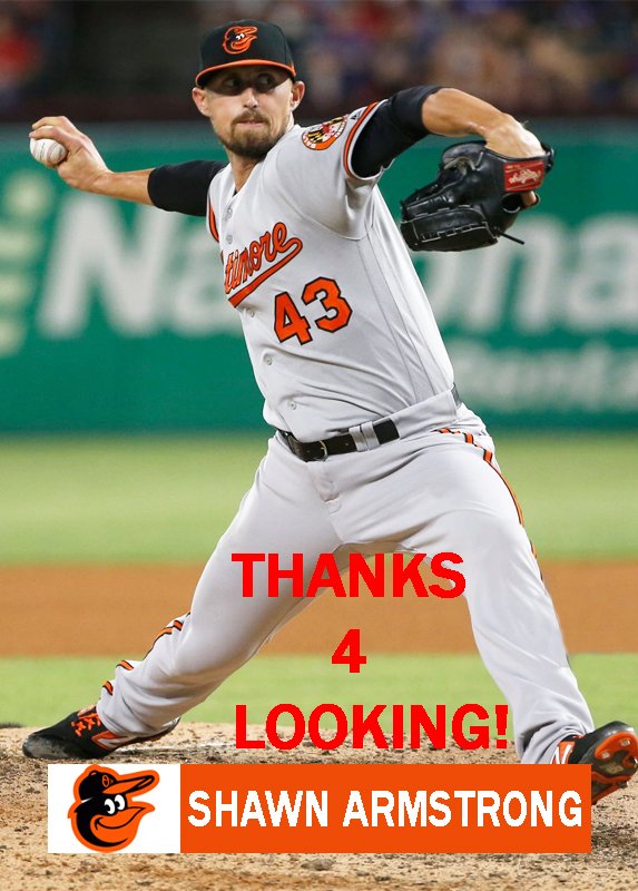 SHAWN ARMSTRONG 2019 BALTIMORE ORIOLES BASEBALL CARD