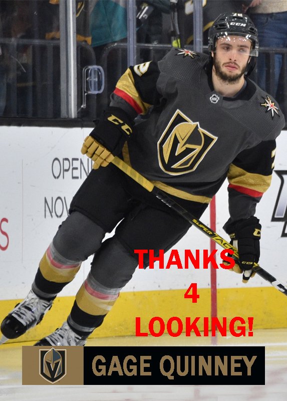 GAGE QUINNEY 201920 VEGAS GOLDEN KNIGHTS HOCKEY CARD