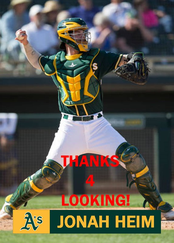 JONAH HEIM 2020 OAKLAND ATHLETICS BASEBALL CARD