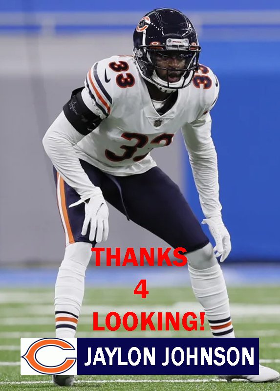 JAYLON JOHNSON 2020 CHICAGO BEARS FOOTBALL CARD