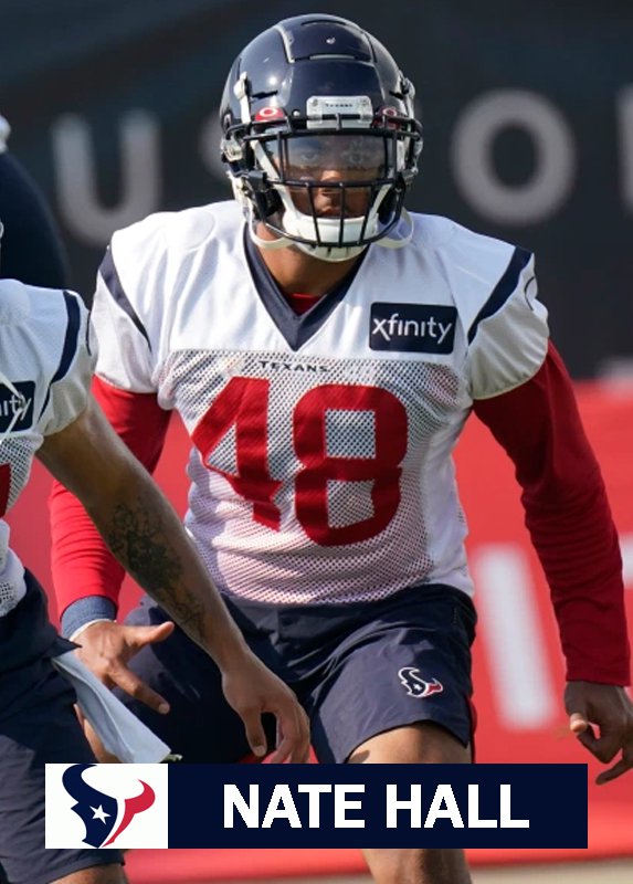 NATE HALL 2020 HOUSTON TEXANS FOOTBALL CARD