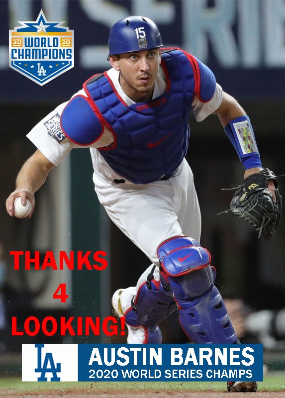 AUSTIN BARNES 2020 LOS ANGELES DODGERS WORLD SERIES BASEBALL CARD