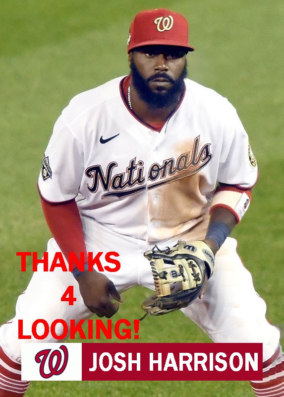 JOSH HARRISON 2020 WASHINGTON NATIONALS BASEBALL CARD