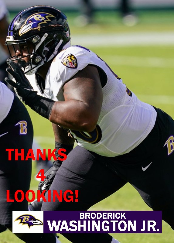 BRODERICK WASHINGTON JR. 2020 BALTIMORE RAVENS FOOTBALL CARD