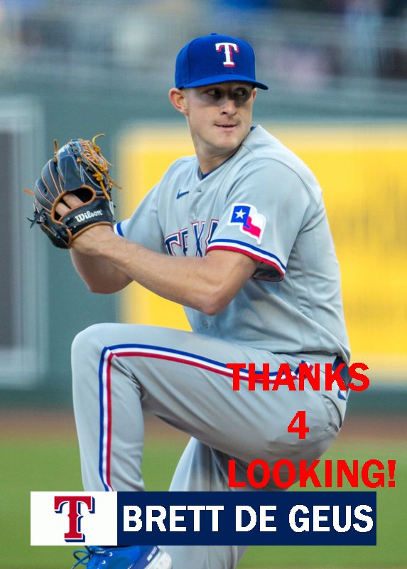 BRETT DE GEUS 2021 TEXAS RANGERS BASEBALL CARD