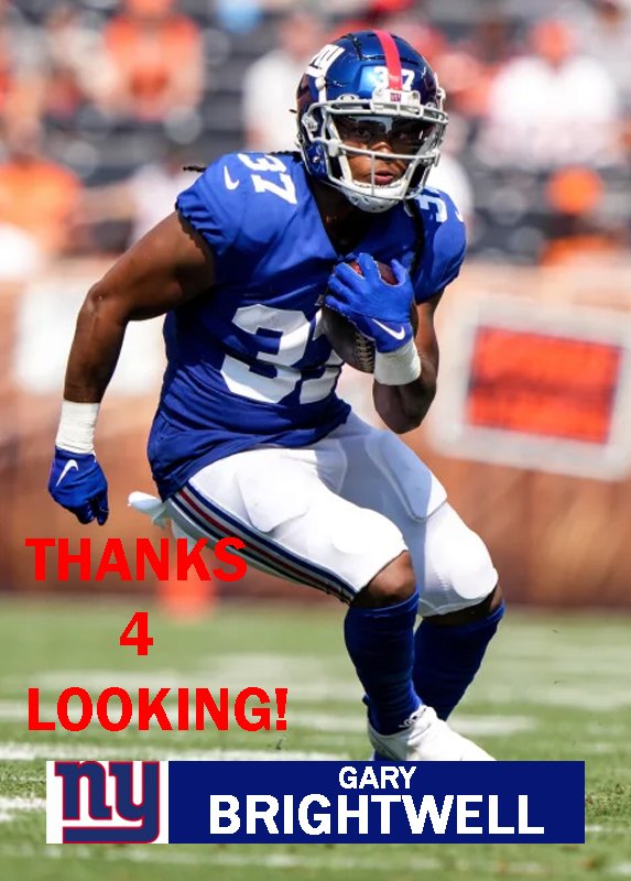 GARY BRIGHTWELL 2021 NEW YORK GIANTS FOOTBALL CARD