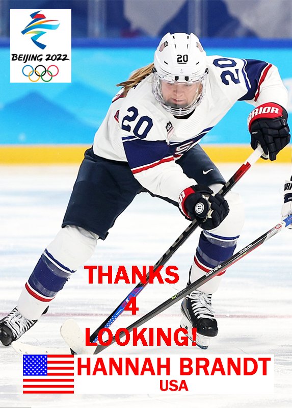 HANNAH BRANDT 2022 WOMEN USA OLYMPIC HOCKEY CARD