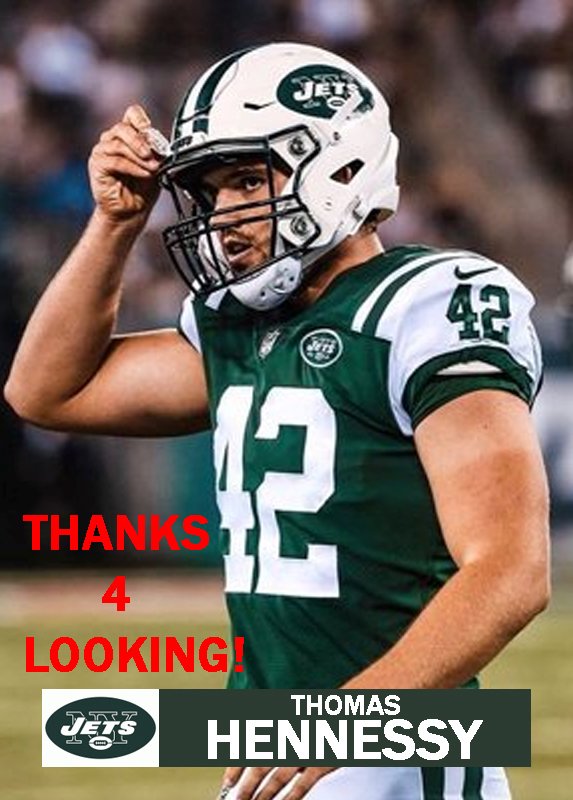 THOMAS HENNESSY 2017 NEW YORK JETS FOOTBALL CARD