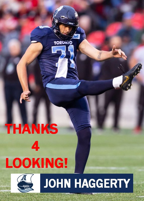 JOHN HAGGERTY 2022 TORONTO ARGONAUTS CFL FOOTBALL CARD