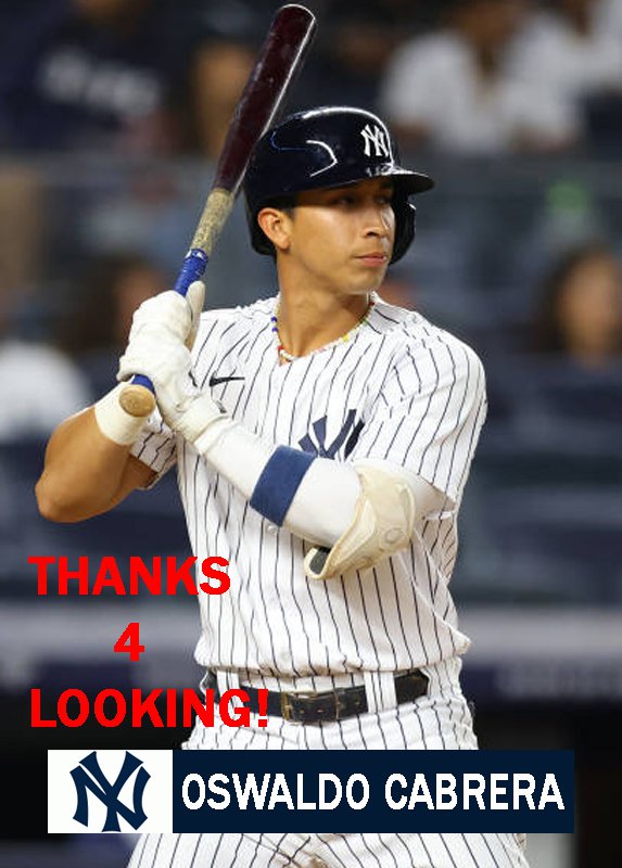 OSWALDO CABRERA 2022 NEW YORK YANKEES BASEBALL CARD