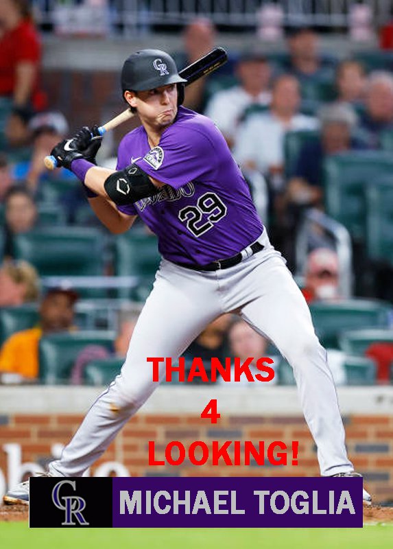 MICHAEL TOGLIA 2022 COLORADO ROCKIES BASEBALL CARD