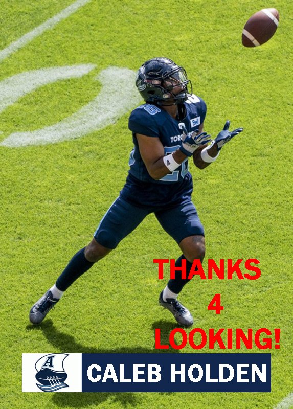CALEB HOLDEN 2022 TORONTO ARGONAUTS CFL FOOTBALL CARD