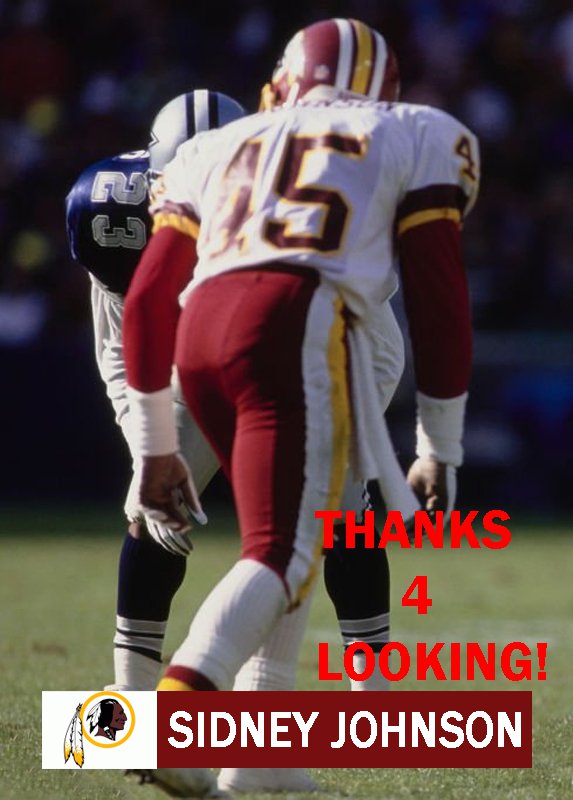SIDNEY JOHNSON 1991 WASHINGTON REDSKINS FOOTBALL CARD