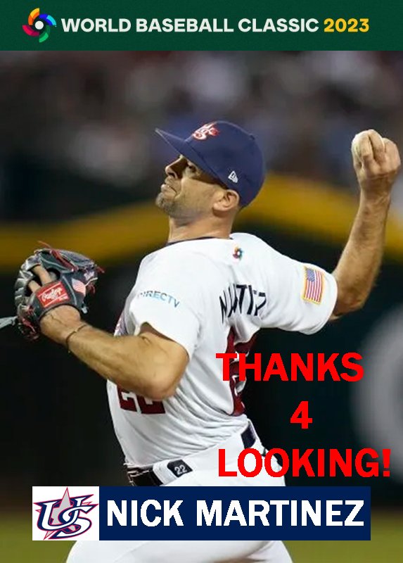 NICK MARTINEZ 2023 TEAM USA WORLD BASEBALL CLASSIC CARD