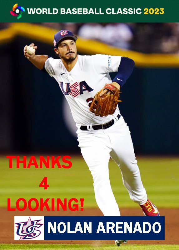 NOLAN ARENADO 2023 TEAM USA WORLD BASEBALL CLASSIC CARD