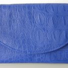 blue embossed leather clutch