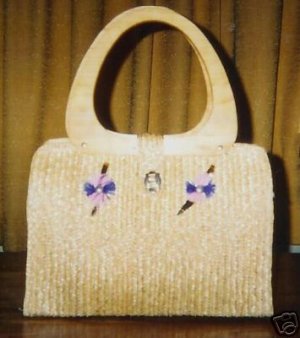MEXICAN BAG WITH WOOD HANDLES