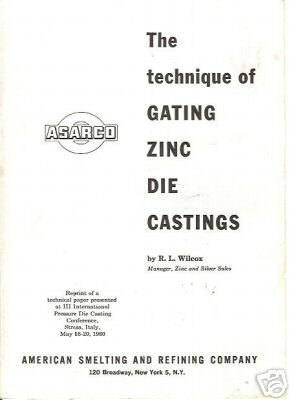 GATING ZINC DIE CASTINGS ASARCO 1960 PRESSURE DIE ITALY
