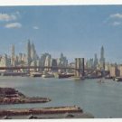 LOWER MANHATTAN SKYLINE BROOKLYN BRIDGE COLOR RPPC NY