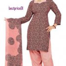 Beautiful 3pcs French Crepe Salwar/Shalwar Kameez & Dupatta Suit Large Size 42"