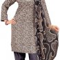 Beautiful 3pcs French Crepe Salwar/Shalwar Kameez & Dupatta Suit Large Size 42"