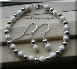 NEW BOUTIQUE STARDUST 6mm Bead Bracelet and Earring set Beaded Jewelry David Rudrud Designs