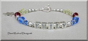 Boutique AUTISM Awareness Name Bracelet with Swarovski Crystal & Sterling Silver