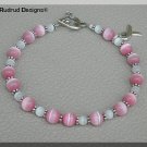 NEW Pink BREAST CANCER Awareness Bracelet with sterling silver