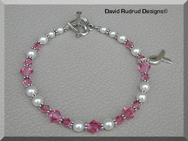 Boutique Breast Cancer Awareness Bracelet With Sterling Silver Austrian Crystal