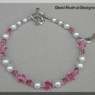 Boutique Breast Cancer Awareness Bracelet with Sterling Silver Austrian Crystal