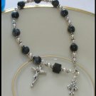 Denim Lapis Sterling Silver Crystal Rosary Bracelet - rosaries