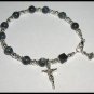 Denim Lapis Sterling Silver Crystal Rosary Bracelet - rosaries