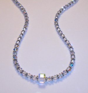 Boutique 16 Inch Swarovski Clear Crystal Sterling Silver Necklace