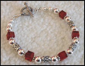 Boutique Birthstone Swarovski Bali Sterling Silver Bracelet Gift Jewelry