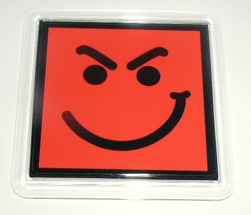 RED Have A Nice Day Smirky Guy BON JOVI Coaster