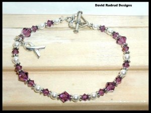 FIBROMYALGIA Awareness Bracelet Swarovski Crystal & Pearl Symptom