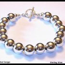 Spectacular 10mm Sterling Silver Bead Designer Bracelet JEWELRY