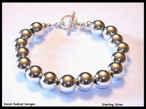 Spectacular 10mm Sterling Silver Bead Designer Bracelet JEWELRY
