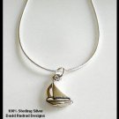 Solid Sterling Silver SAILBOAT Charm Necklace 18 Inches