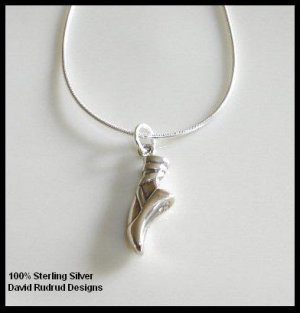 Sterling Silver DANCE BALLET SLIPPER Charm Necklace 18 Inches