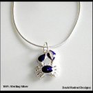PURPLE MARCASITE CRAB  Sterling Silver Charm Necklace 18 Inches