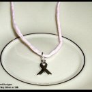 Pink Silk and Sterling BREAST CANCER AWARENESS Necklace 20 Inches