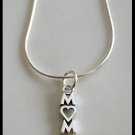 Sale!  MOM Heart Charm Necklace 18" Solid Sterling Silver