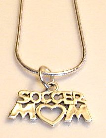 Solid Sterling Silver SOCCER MOM Charm Necklace